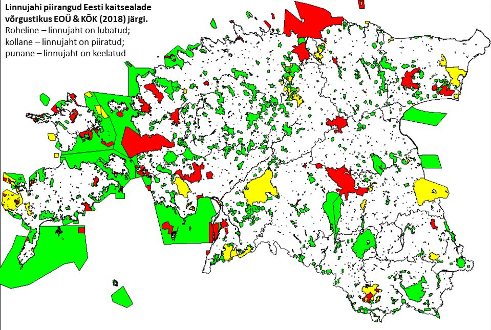 Linnujahi piirangud Eesti kaitstavatel aladel
