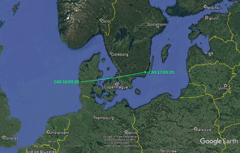 Cassiopee alustas oma tagasiteed Taanist 16. märtsi õhtul.