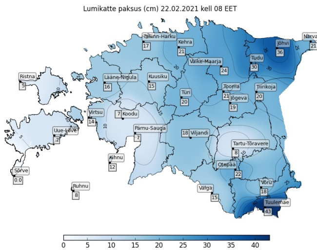 Viimaste päevadega on lumepaksus kahanenud vaatlusplatsidel ja looduses viie sentimeetri võrra, mis aga linnades ja asulates rohkem silma paistab. Sulailmasid ennustab Ilmateenistus, koos väikeste külmalainetega kuni nädala lõpuni.
